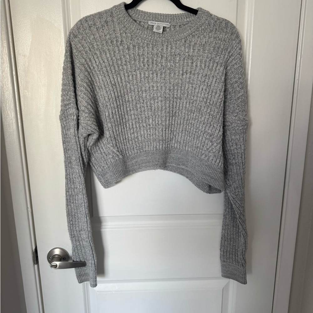 Gray Ribbed Knit Sweater